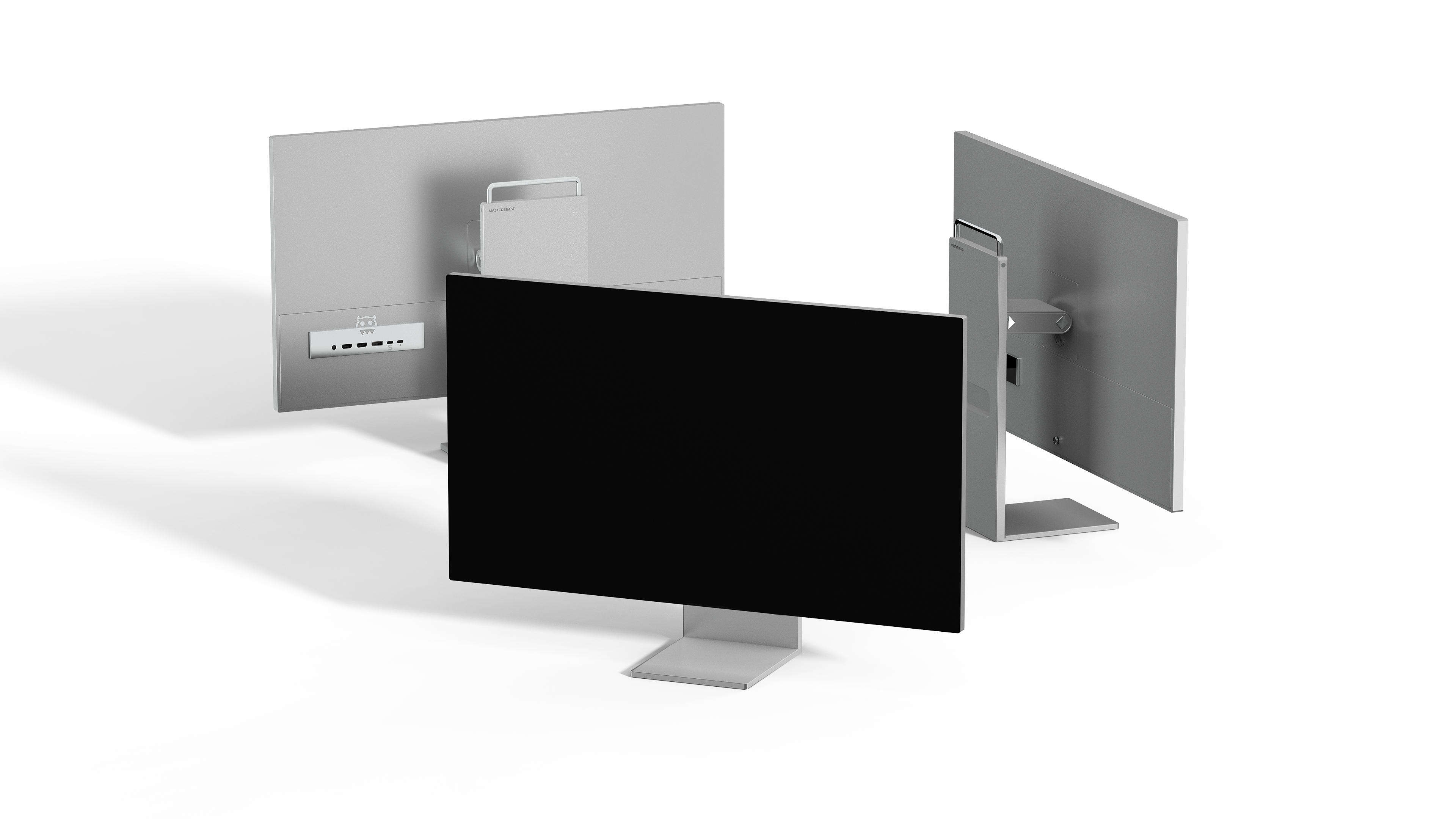 Front, side, and back views of the monitor